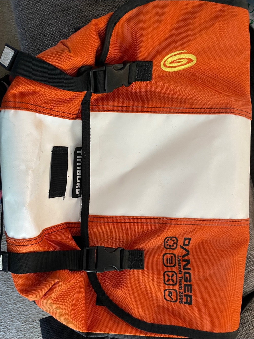 Orange and White TimBuk2 Messenger Bag